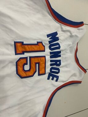 Mitchell & Ness White Basketball Jersey with Blue and Orange Trim